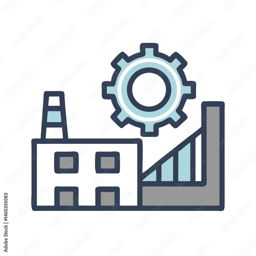 Factory with Gear Icon – Industrial and Manufacturing Symbol Factory with Gear Icon – Industrial and Manufacturing Symbol