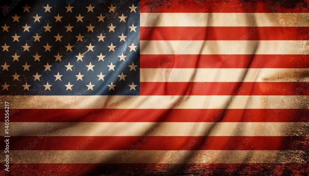 Fototapeta premium Grunge style old American flag background