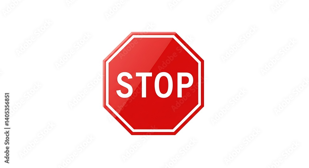 Red Stop Sign on White Background Caution and Safety Red Stop Sign on White Background Caution and Safety