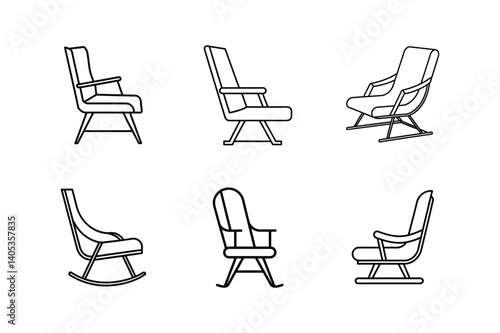glider chair icon line art vector illustration