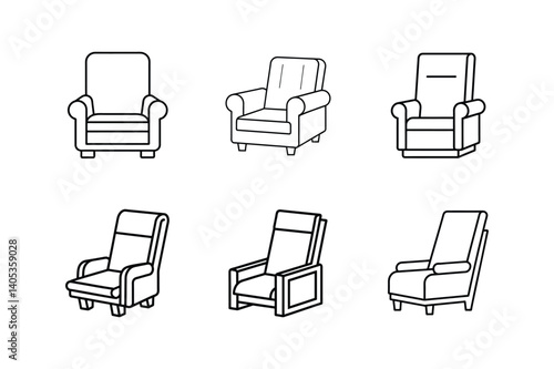 recliner line art vector illustration