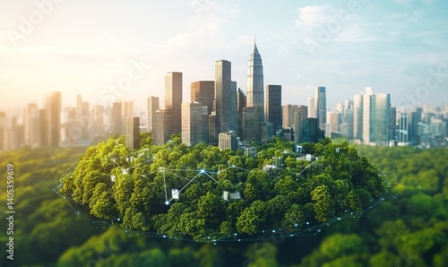 Sustainable City in a Lush Green Park