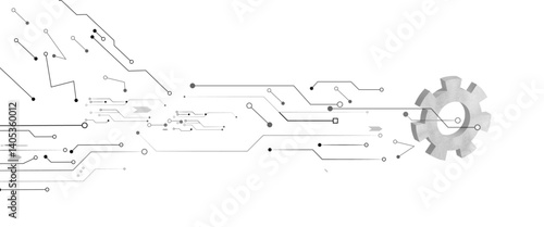 Abstract grey circuit line technology pattern on white background, futuristic vector illustration of digital circuitry design for tech backgrounds	