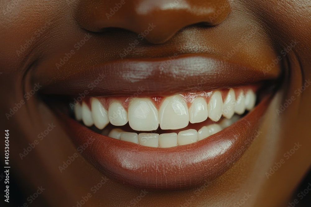 Bright Smile With White Teeth and Full Lips