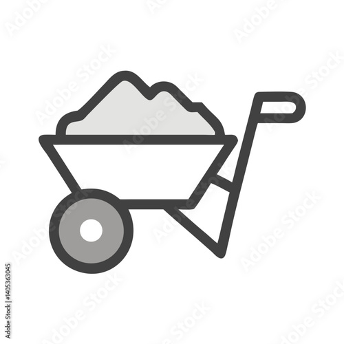 Wheelbarrow Icon – Manual Material Handling and Labor Symbol