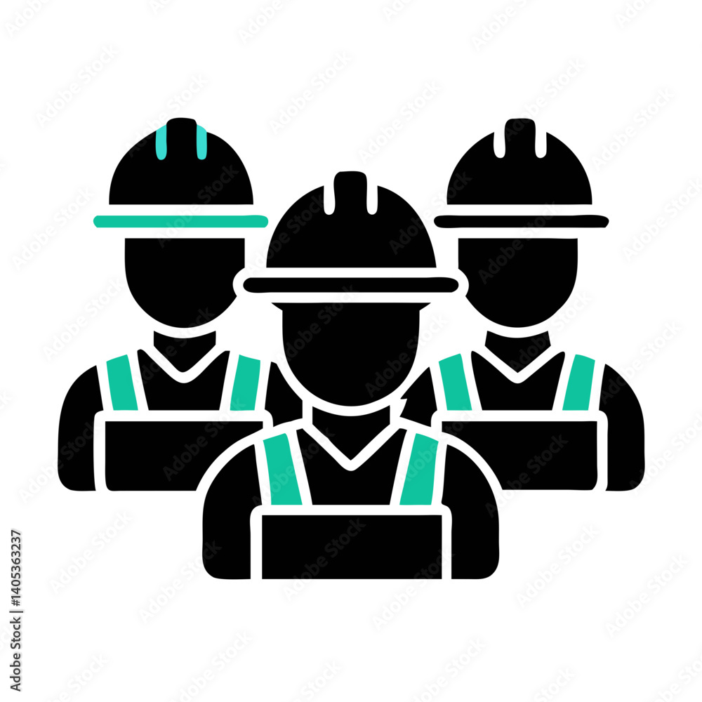 Obraz premium Worker Team Icon – Construction and Teamwork Symbol