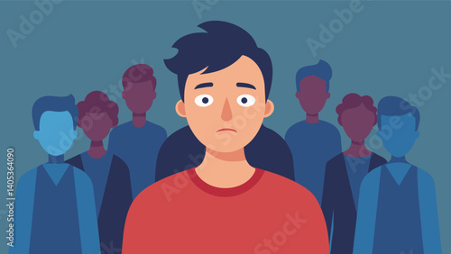 A person avoids attending events or socializing because they feel selfconscious about how they will be perceived by others thanks to the unrealistic bodies portrayed in adver.. Vector illustration