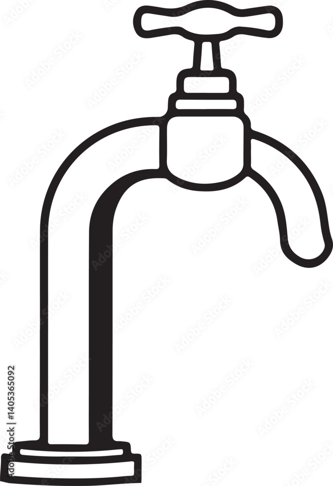 A water tap black line eps vector illustration A water tap black line eps vector illustration