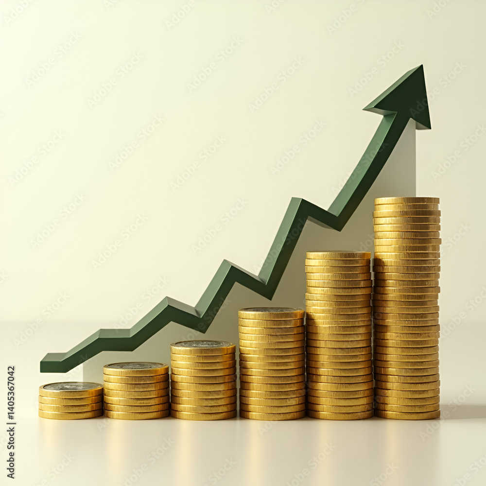 business graph with coins