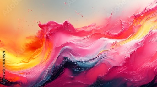 Abstract colorful wave, vibrant paint swirls.