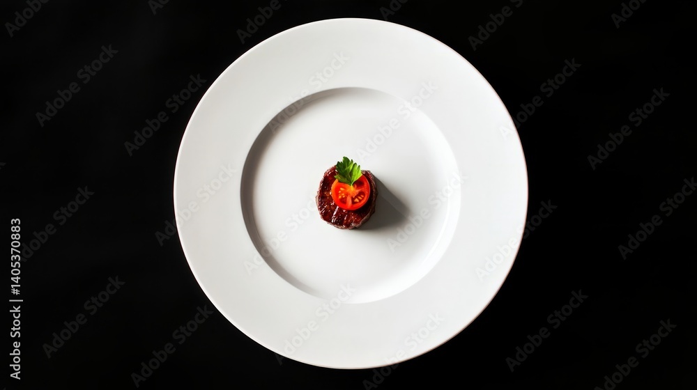 Grilled beef steak with fresh tomato garnish on a white plate, a classic culinary delight.
Grilled beef steak with fresh tomato garnish on a white plate, a classic culinary delight.