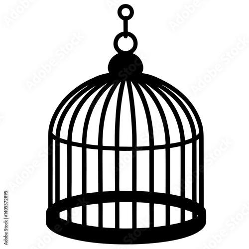 Birdcage hanging vector silhouette on white background



