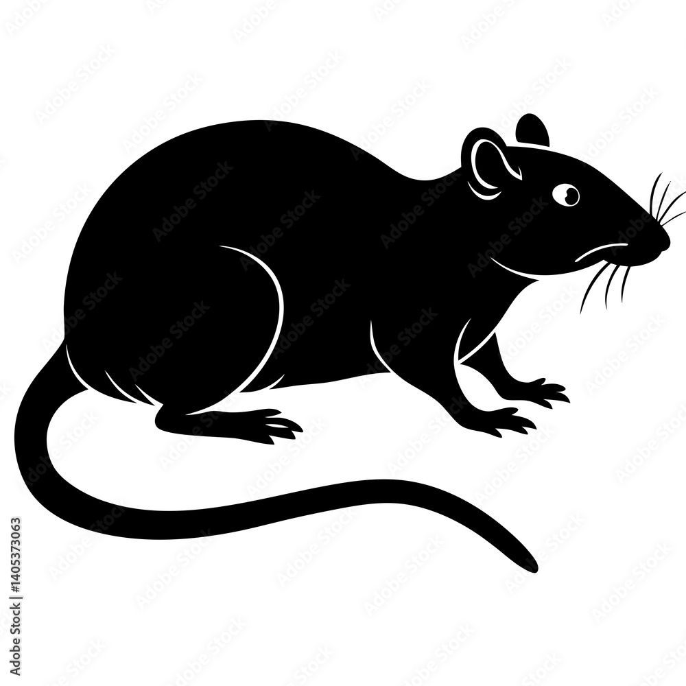 Fototapeta premium a rat silhouettee on white background