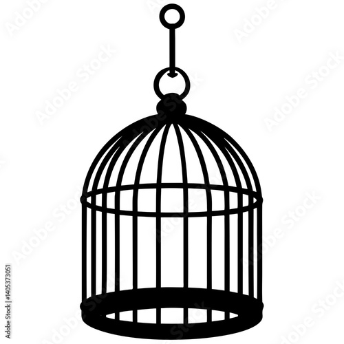 Birdcage hanging vector silhouette on white background



