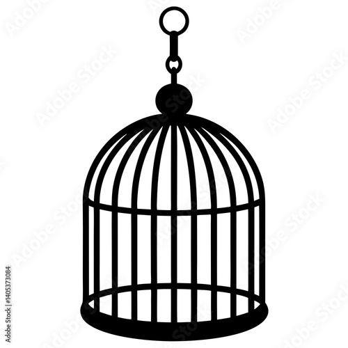 Birdcage hanging vector silhouette on white background



