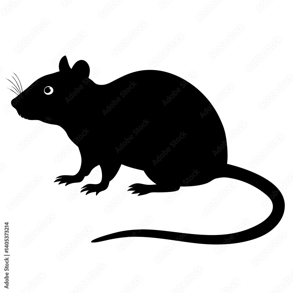 Obraz premium a rat silhouettee on white background