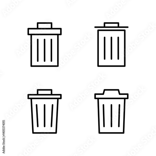 Delete icon set. Trash bin icon set. Trash bin icon.