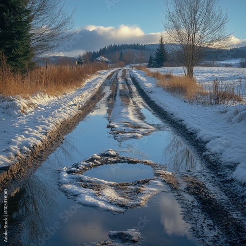 Wallpaper Mural dirt road in the steppe in spring Torontodigital.ca