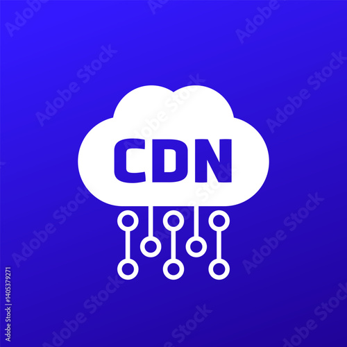 CDN, Content delivery network icon with cloud