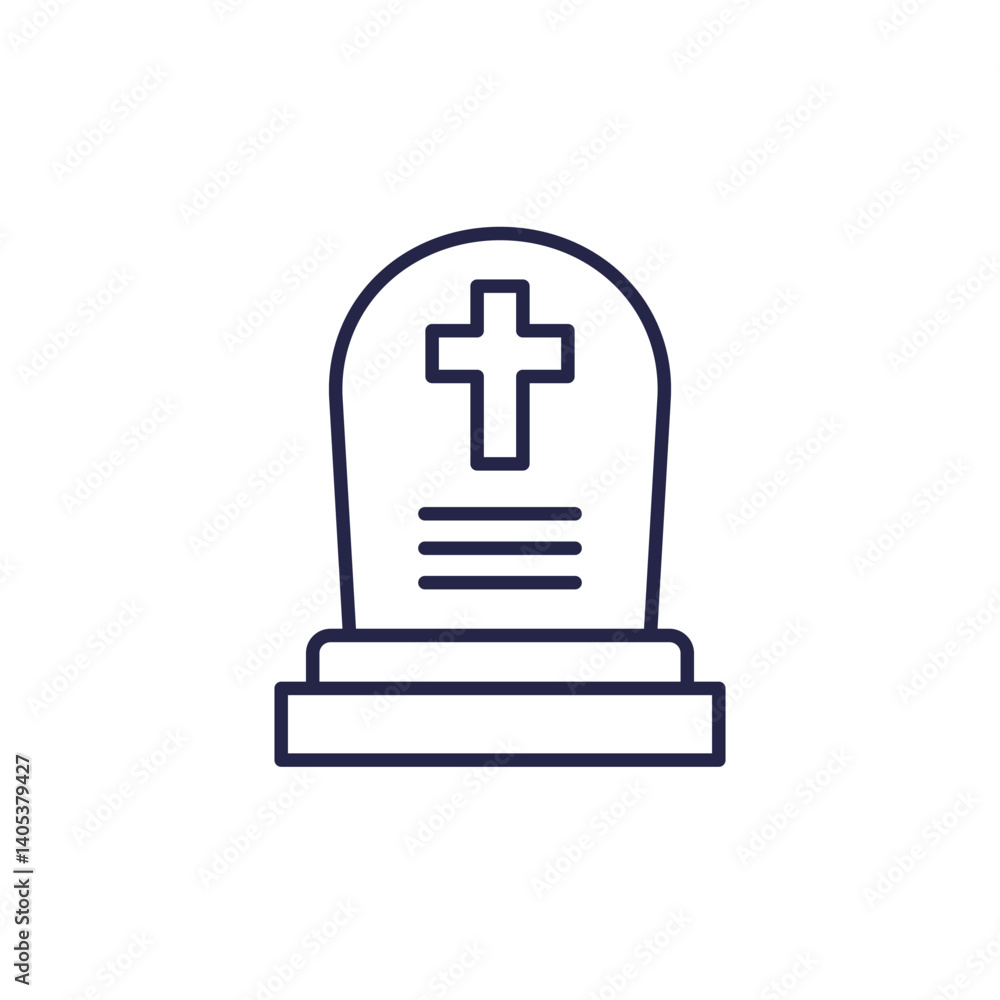 Fototapeta premium grave icon, tombstone line vector