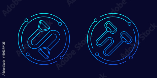 exercise bands icons, resistance expander linear design