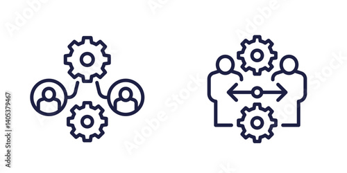 hrm and management line icons on white