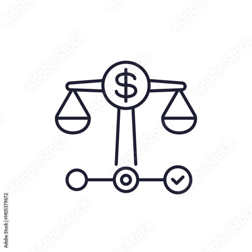 price balance line icon with scales
