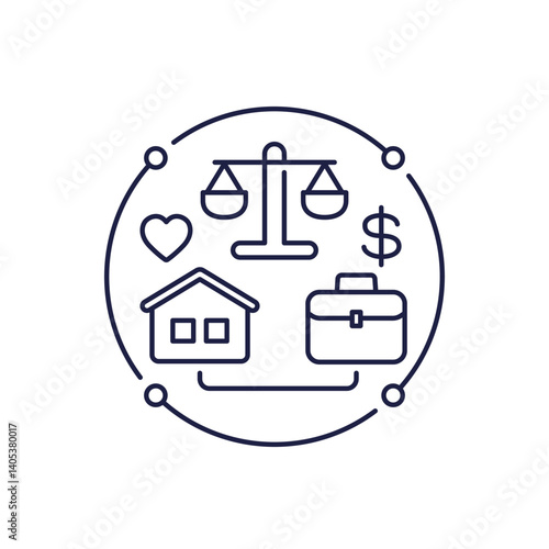 work life balance icon in line design