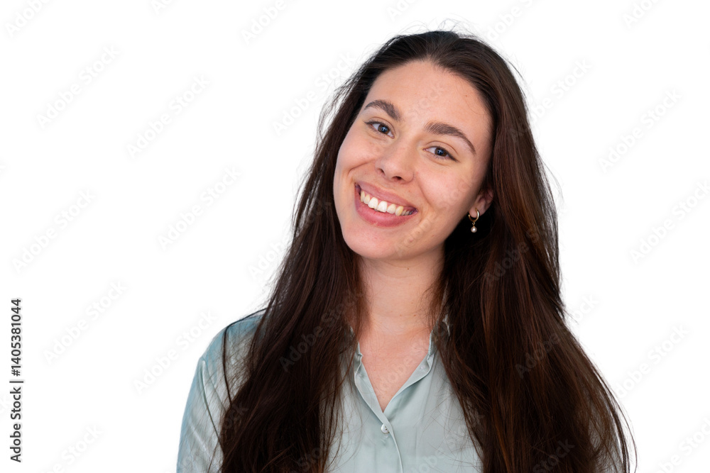 Portrait of a cheerful young businesswoman smiling on a transparent background Portrait of a cheerful young businesswoman smiling on a transparent background