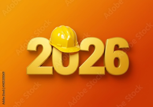 Obraz na płótnie Construction Helmet on 2026 – Building the Future w salonie