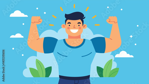 A man feeling unhappy and dissatisfied with his overall wellbeing despite achieving a body that is considered perfect by societal standards.. Vector illustration