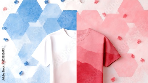 Two T shirts, Color Contrast, Geometric Background of excellence in splendor beyond compare