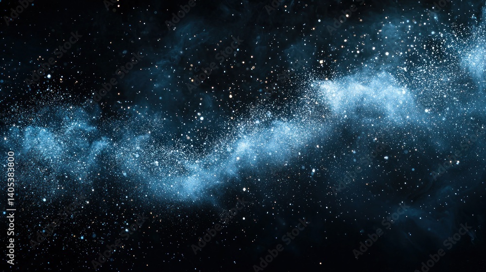 Celestial nebula with swirling blue gas and scattered stars Celestial nebula with swirling blue gas and scattered stars