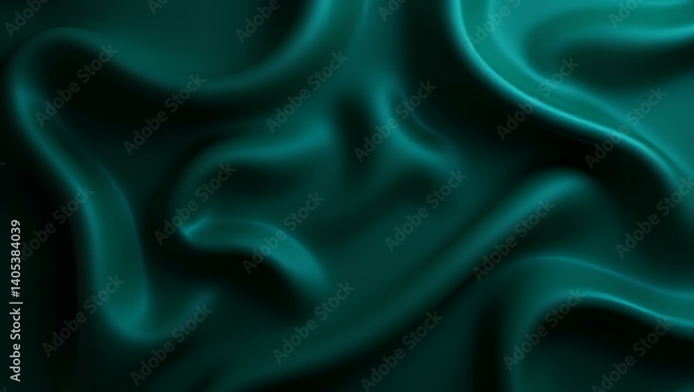 Fototapeta premium A dark green backdrop adorned with flowing waves, showcasing a harmonious blend of green tones and movement