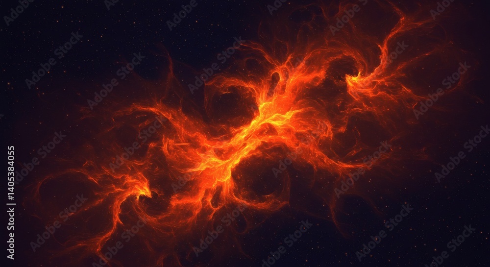 Dramatic Orange Nebula Against Starry Sky for Space Backgrounds and Design Dramatic Orange Nebula Against Starry Sky for Space Backgrounds and Design