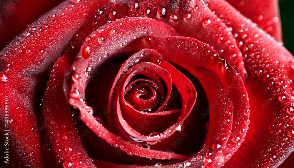 Macro of dew and red rose from top view Macro of dew and red rose from top view