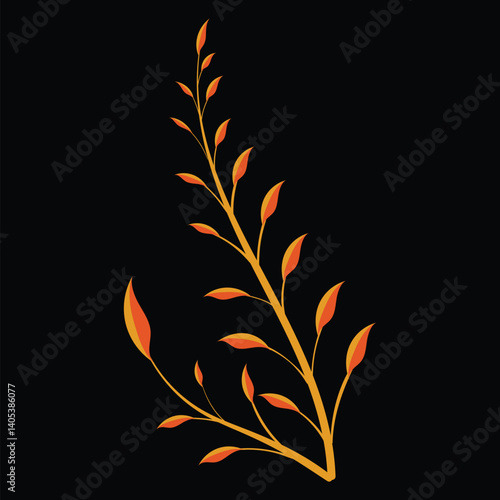 Magical plants. Vector flat illustration. Isolated on black background. Great for various designs: psychedelic, meditation, fairy tales and posters.