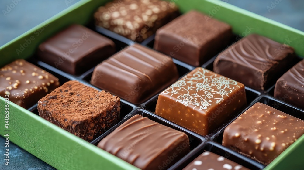 Exquisite assorted chocolates in a gift box Exquisite assorted chocolates in a gift box