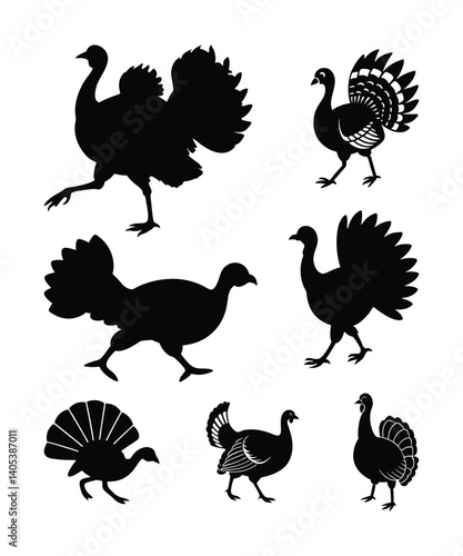Turkey Silhouettes Vector Art Design.