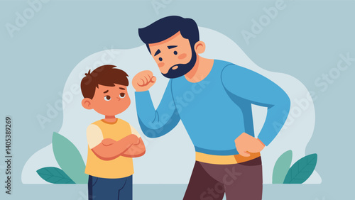 A father teaches his son to toughen up and not show vulnerability causing the son to internalize harmful ideals of masculinity and struggle with expressing his emotions in a. Vector illustration
