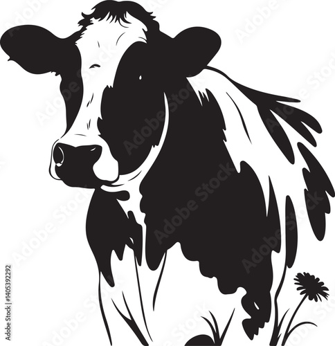 Cow head silhouette on white background. Cow silhouette logo design. Vector illustration.
