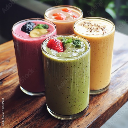 Colorful fruit smoothies in glasses (5)