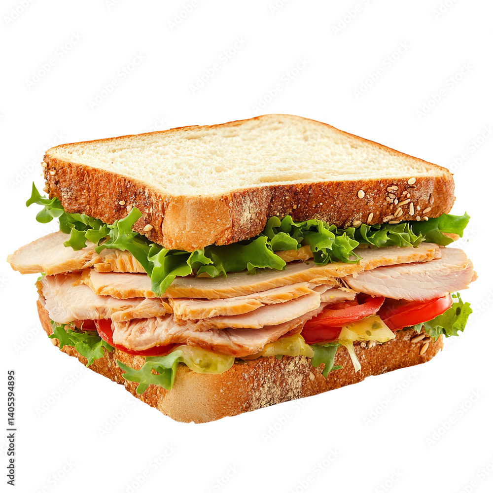 turkey sandwich with pickles and mustard from the side
turkey sandwich with pickles and mustard from the side