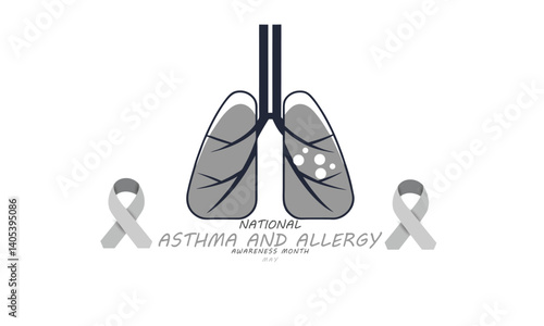 National asthma and allergies awareness month. background, banner, card, poster, template. Vector illustration.