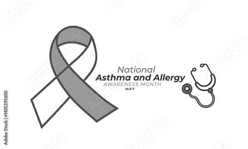 National asthma and allergies awareness month. background, banner, card, poster, template. Vector illustration.