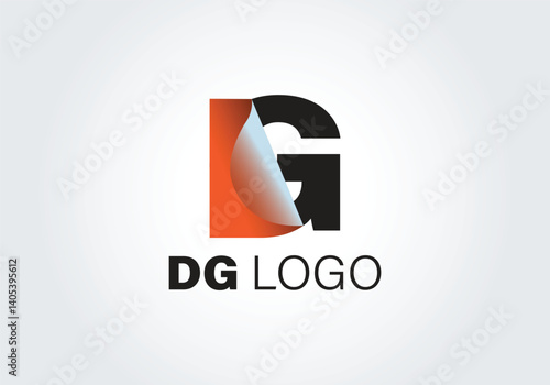 modern DG letter logo with peel effect in red and black