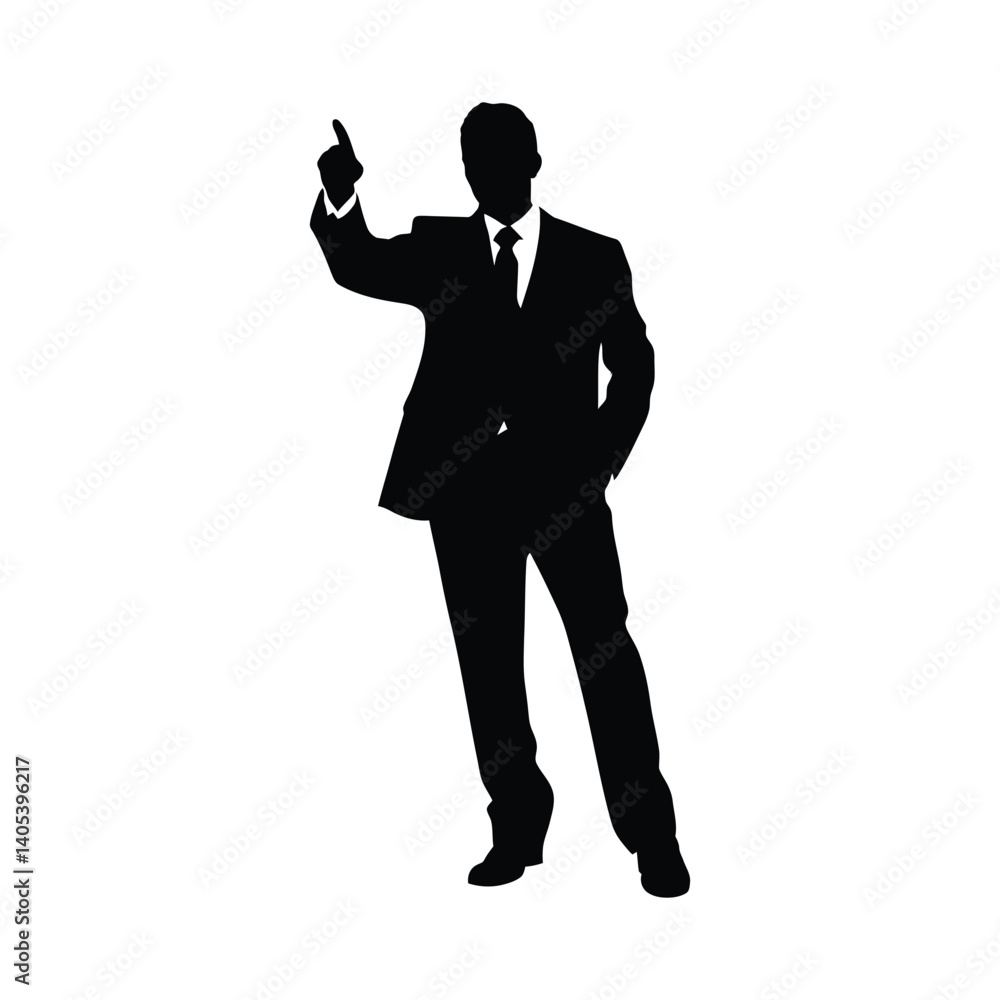 Fototapeta premium Business man pose vector silhouette white background