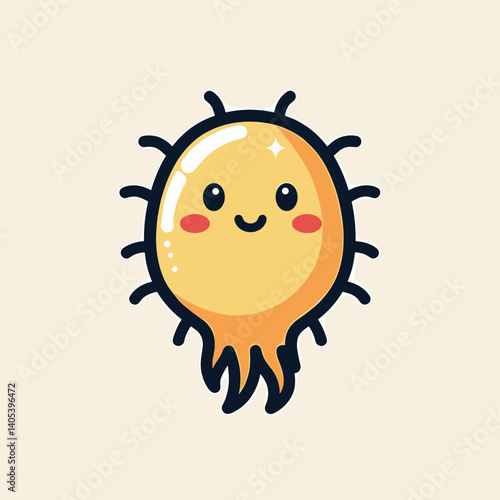 cute yellow virus emoji with pink eyes