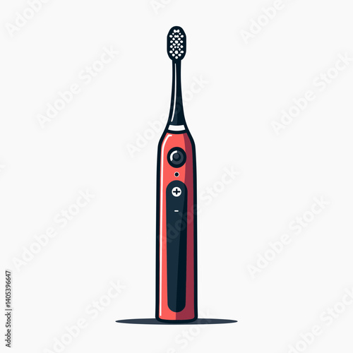 red electric toothbrush with white bristles