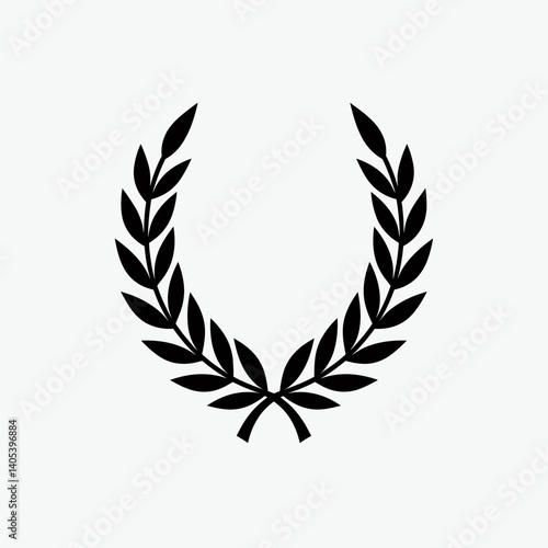 laurel wreath logo design with black and white color scheme